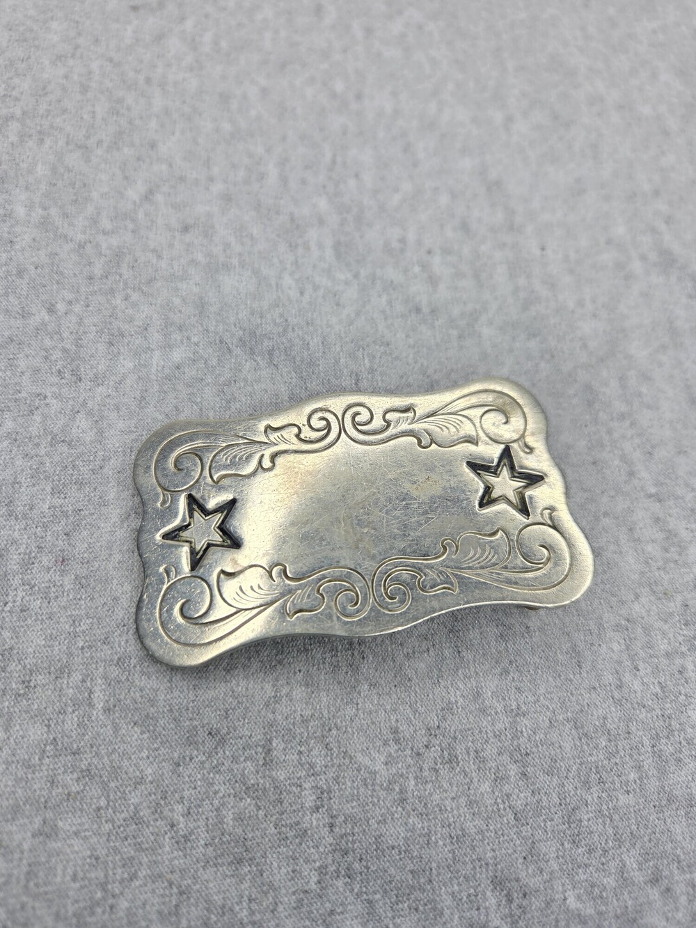 Vintage Chambers Belt Co Western Belt Buckle Stars Floral Engraved Womens